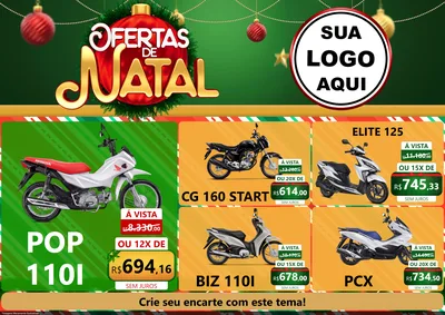 Modelo de Encarte para Encarte A4 Horizontal com o tema Ofertas de Natal para Concessionaria de Motos