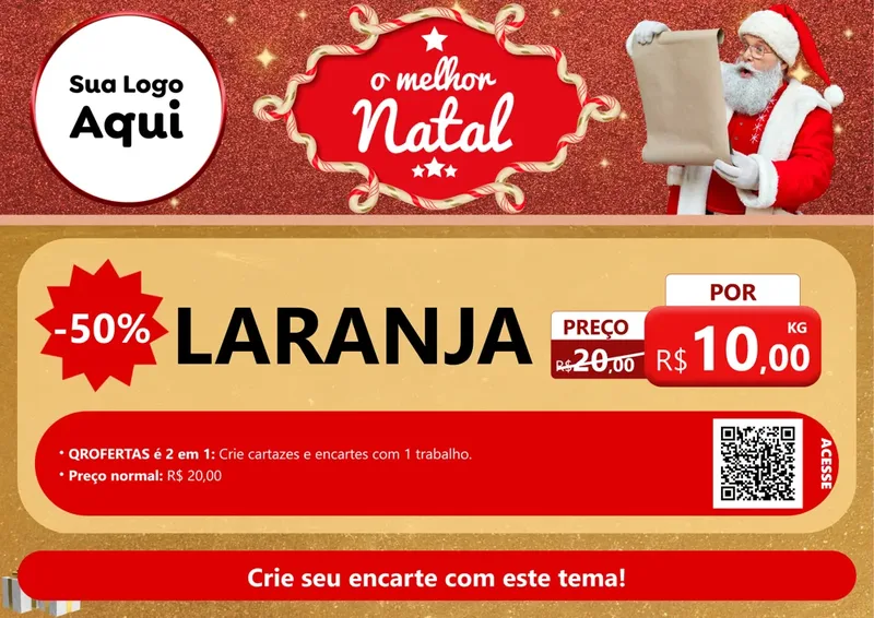 Modelo de Cartaz para Cartaz A4 Horizontal com o tema O Melhor Natal para Hortifrúti