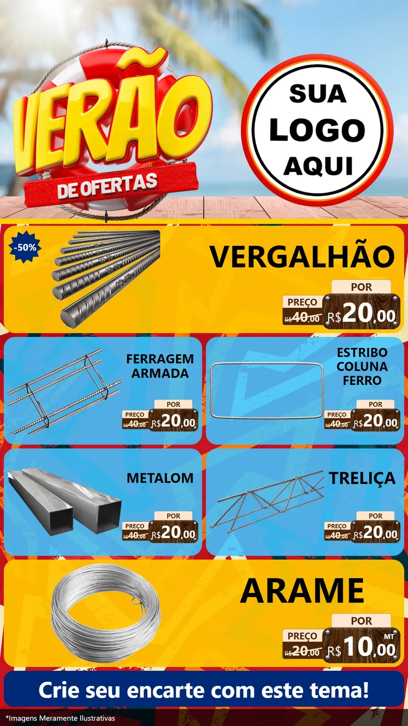 Modelo de TV para TV Vertical com o tema Verão de Ofertas para Ferragens