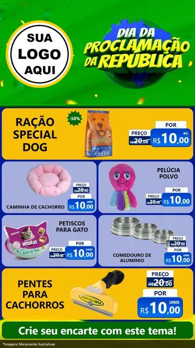 Modelo de TV para TV Vertical com o tema Dia Da Proclamação Da República para Pet Shop