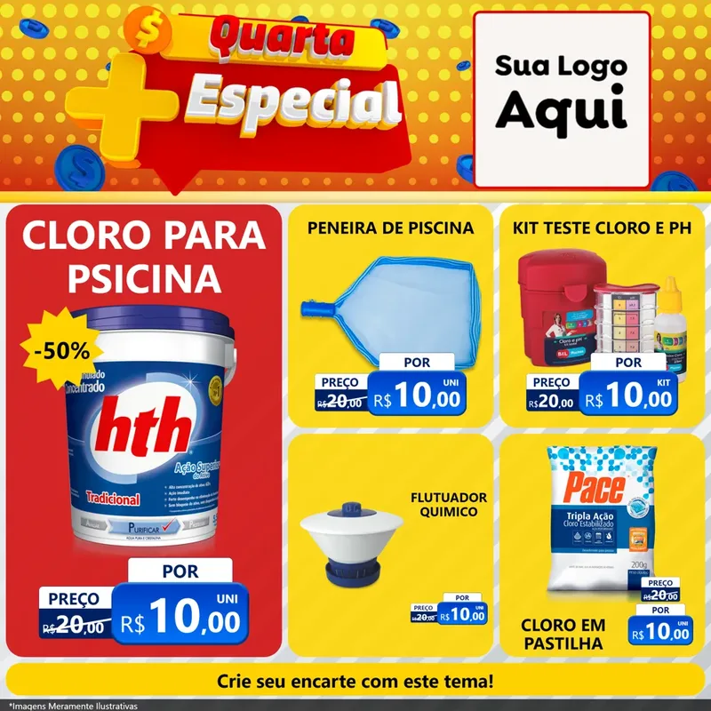 Modelo de Rede Social para Feed Facebook com o tema Quarta Mais Especial para Produtos para Piscina