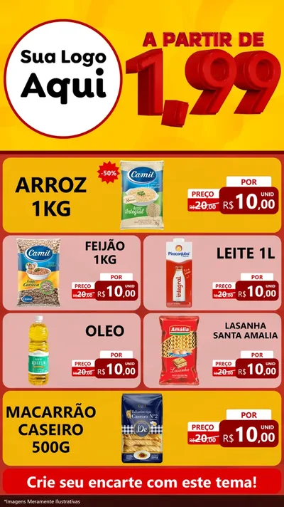Modelo de TV para TV Vertical com o tema A Partir de Um e Noventa e Nove - 1,99 para Supermercado
