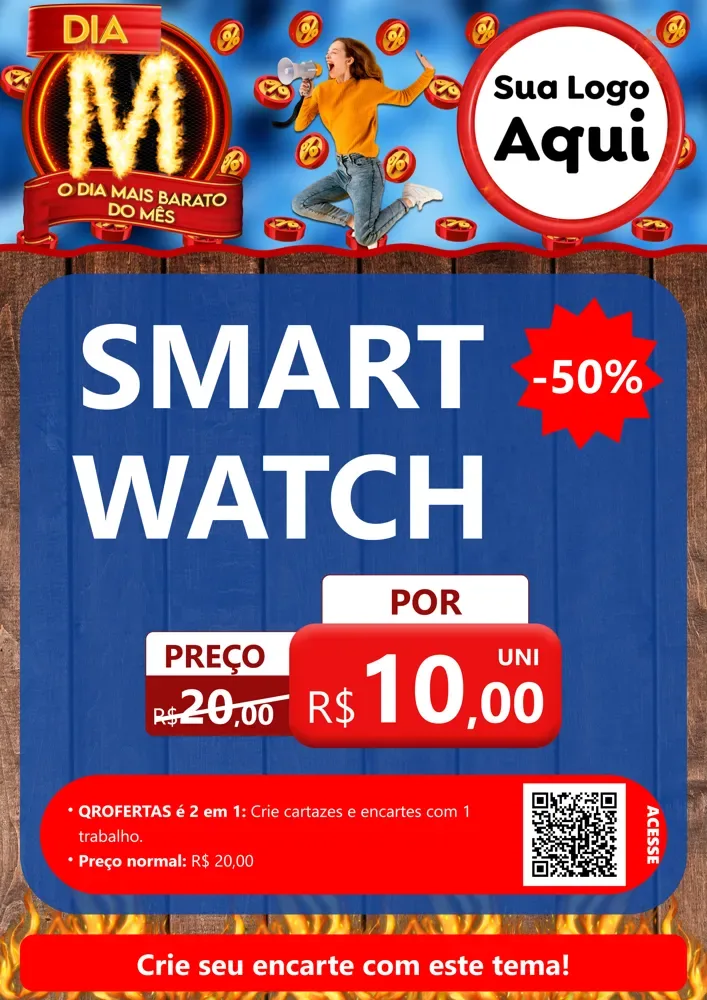 Modelo de Cartaz para Cartaz A4 Vertical com o tema Dia M - O Dia Mais Barato Do Mês para Informática