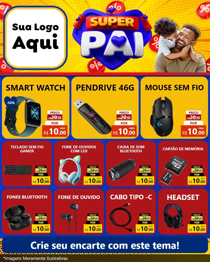 Modelo de Rede Social para Feed Instagram com o tema Super Pai para Informática