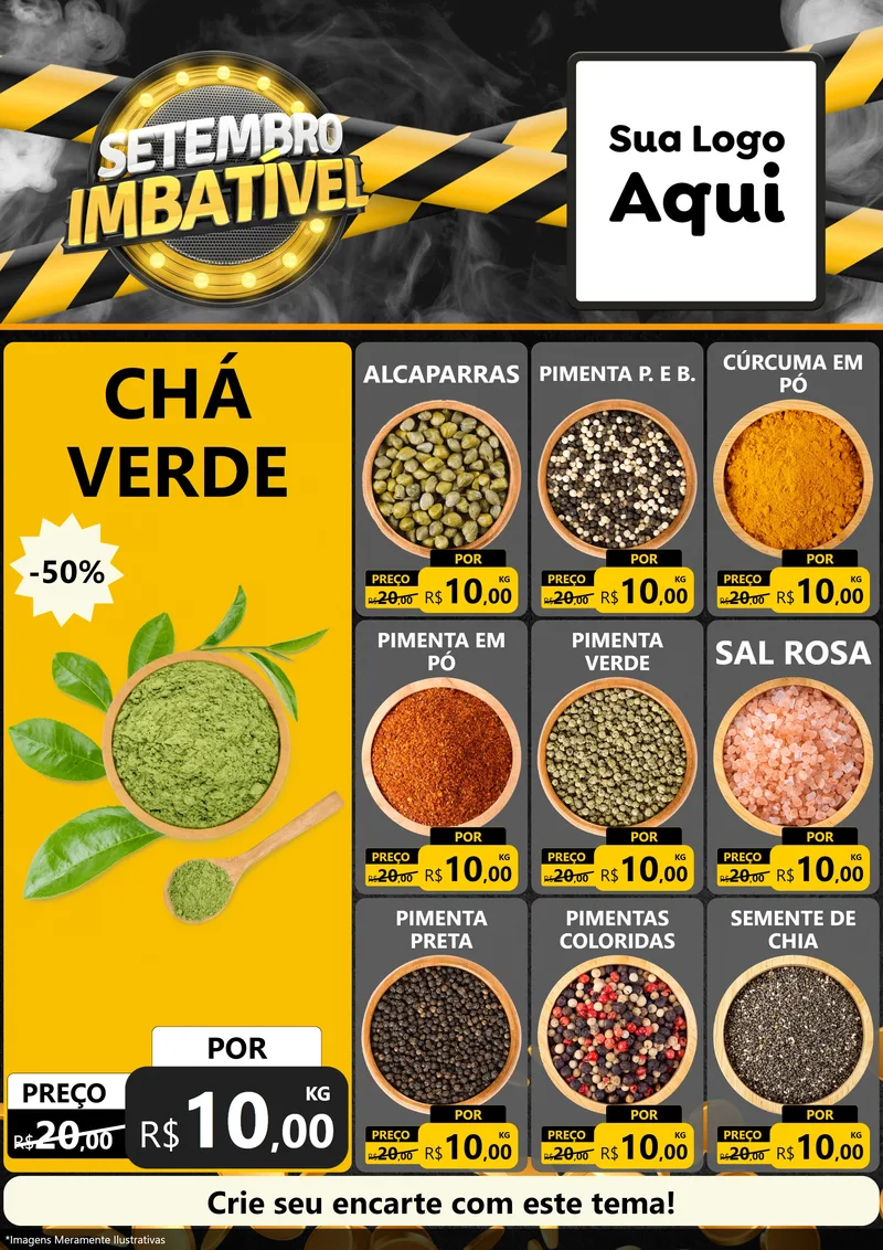 Modelo de Encarte para Encarte A4 Vertical com o tema Setembro Imbatível para Produtos Naturais