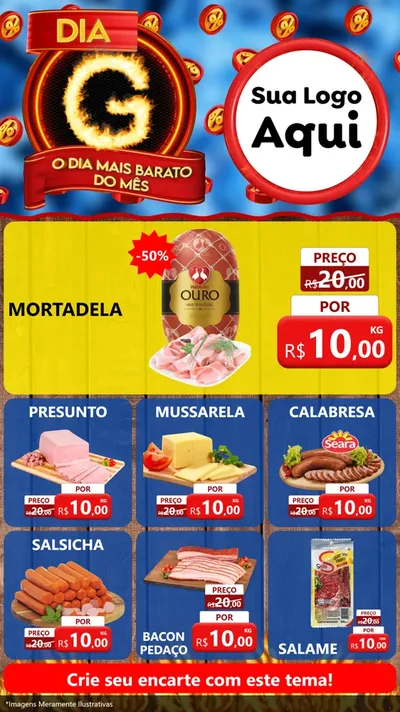 Modelo de Rede Social para Stories com o tema Dia G - O Dia Mais Barato Do Mês para Frios e Laticínios