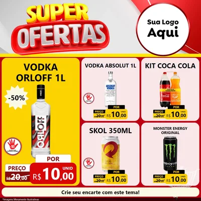 Modelo de Rede Social para Feed Facebook com o tema Super Ofertas para Distribuidora de bebidas