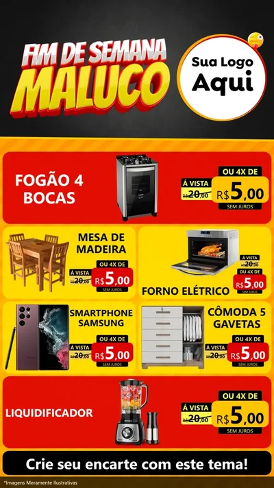 Modelo de TV para TV Vertical com o tema Final de Semana Maluco para Móveis e Eletro