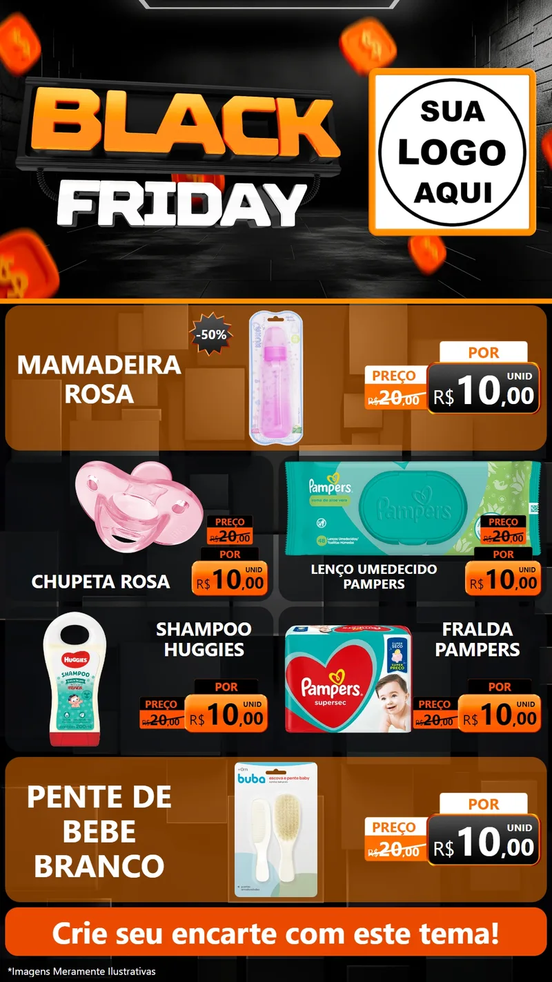 Modelo de TV para TV Vertical com o tema Black Friday para Bebês