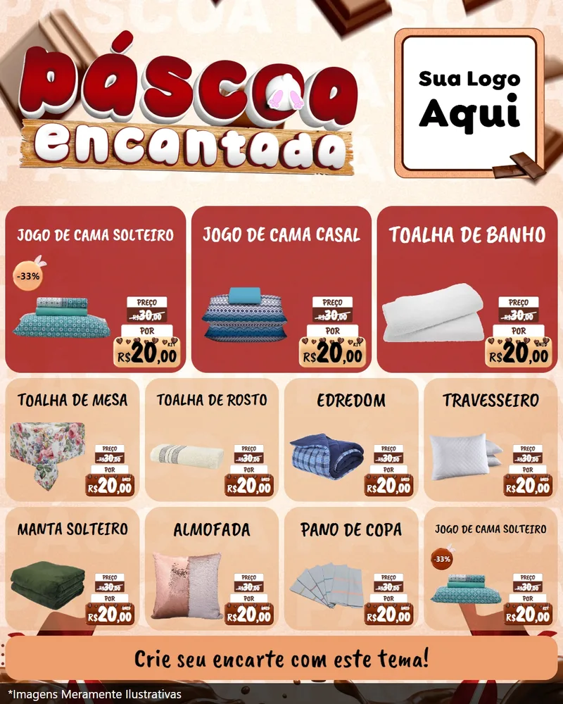 Modelo de Rede Social para Feed Instagram com o tema Páscoa Encantada para Cama, Mesa e Banho