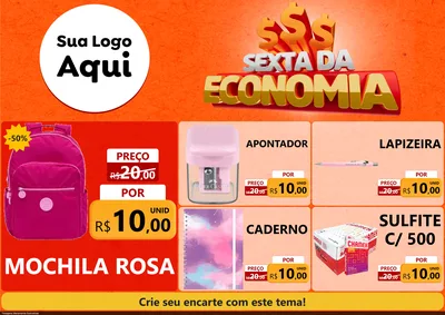 Modelo de Encarte para Encarte A4 Horizontal com o tema Sexta da Economia para Papelaria