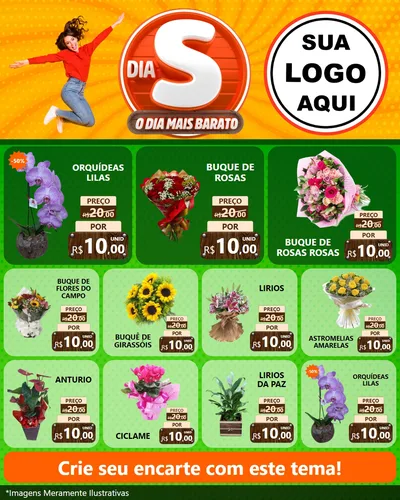 Modelo de Rede Social para Feed Instagram com o tema Dia S - O Dia Mais Barato para Floricultura e jardim