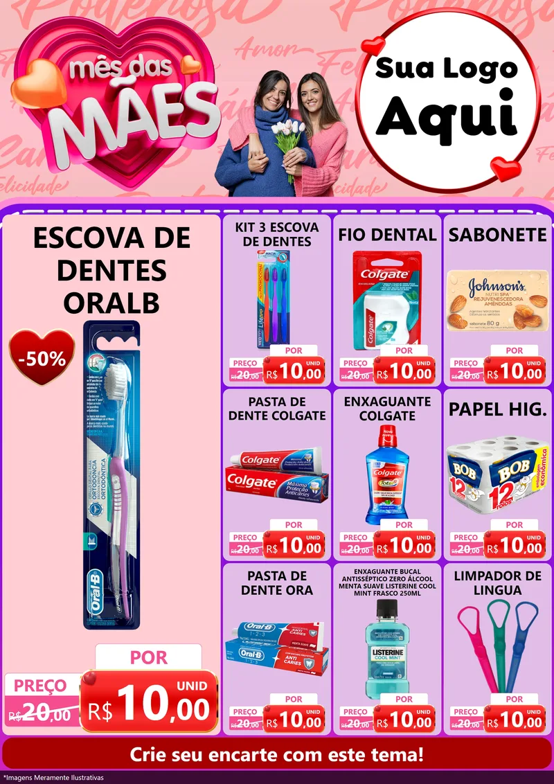 Modelo de Encarte para Encarte A4 Vertical com o tema Mês Das Mães para Higiene Pessoal