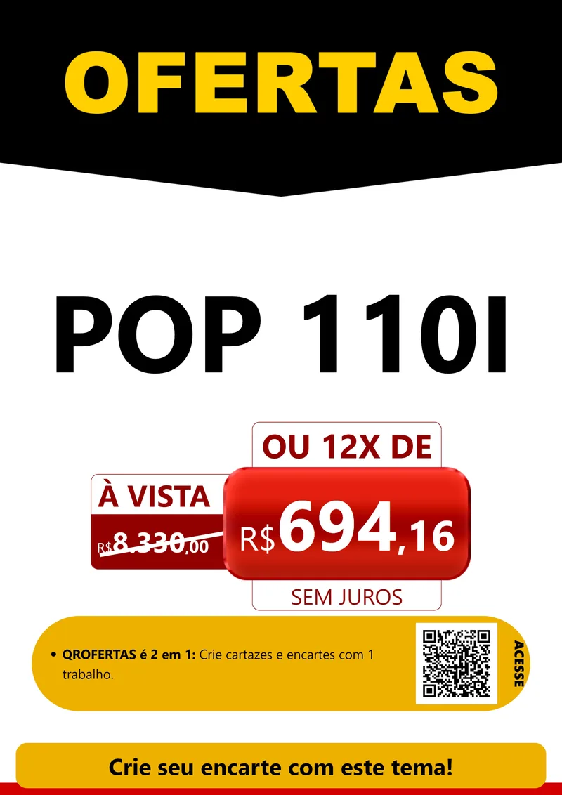 Modelo de Cartaz para Cartaz A4 Vertical com o tema Ofertas Preto e Vermelho Cartaz para Concessionaria de Motos