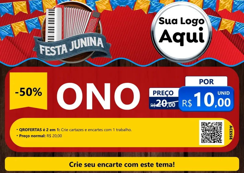 Modelo de Cartaz para Cartaz A4 Horizontal com o tema Festa Junina para Óticas