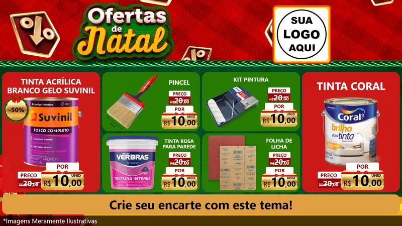 Modelo de TV para TV Horizontal com o tema Ofertas de Natal para Tintas e Ferramentas