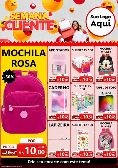 Modelo de Encarte para Encarte A4 Vertical com o tema Semana do Cliente para Papelaria