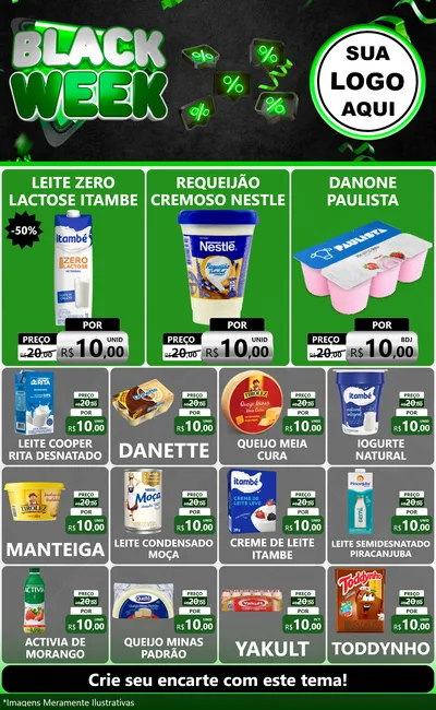 Modelo de Encarte para Encarte Grande com o tema Black Week para Frios e Laticínios
