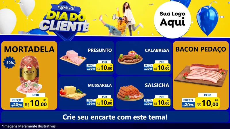 Modelo de TV para TV Horizontal com o tema Especial Dia do Cliente para Frios e Laticínios