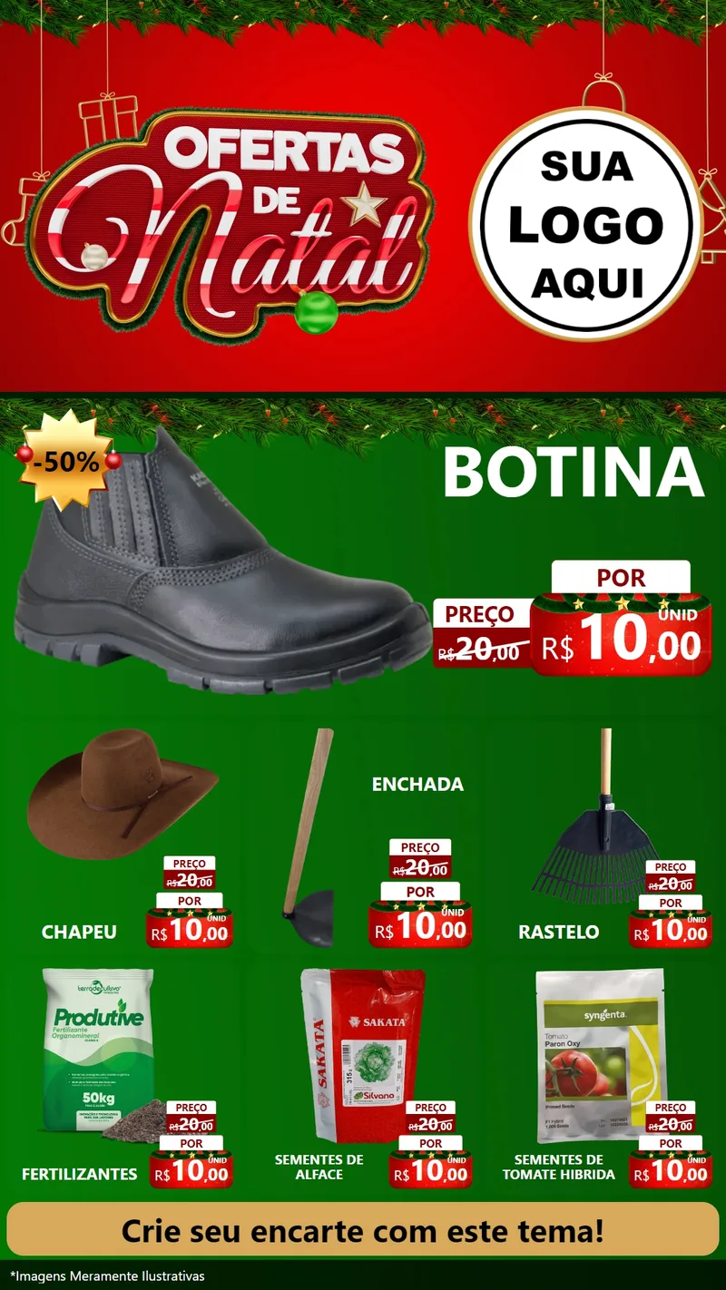 Modelo de Rede Social para Stories com o tema Ofertas de Natal para Agropecuária