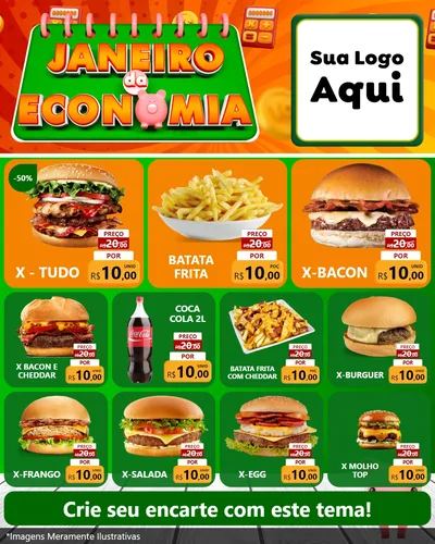 Modelo de Rede Social para Feed Instagram com o tema Janeiro da Economia para Hamburgueria