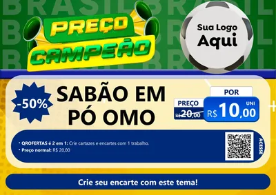 Modelo de Cartaz para Cartaz A4 Horizontal com o tema Preço Campeão - Copa para Produtos de Limpeza