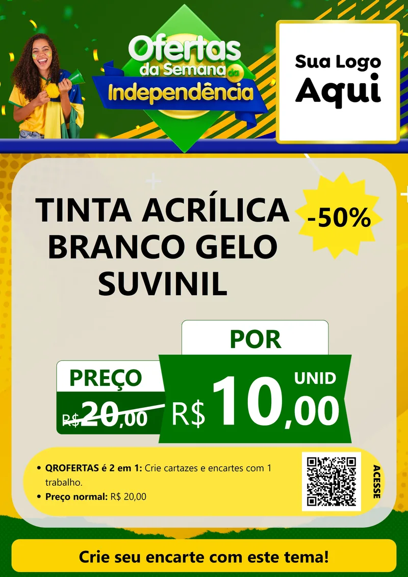 Modelo de Cartaz para Cartaz A4 Vertical com o tema Ofertas da Semana da Independência para Tintas e Ferramentas