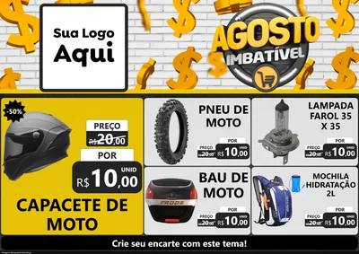 Modelo de Encarte para Encarte A4 Horizontal com o tema Agosto imbatível para Moto peças
