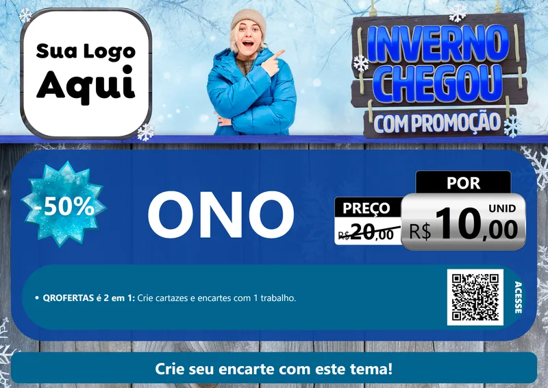 Modelo de Cartaz para Cartaz A4 Horizontal com o tema Inverno Chegou Com Promoção para Óticas