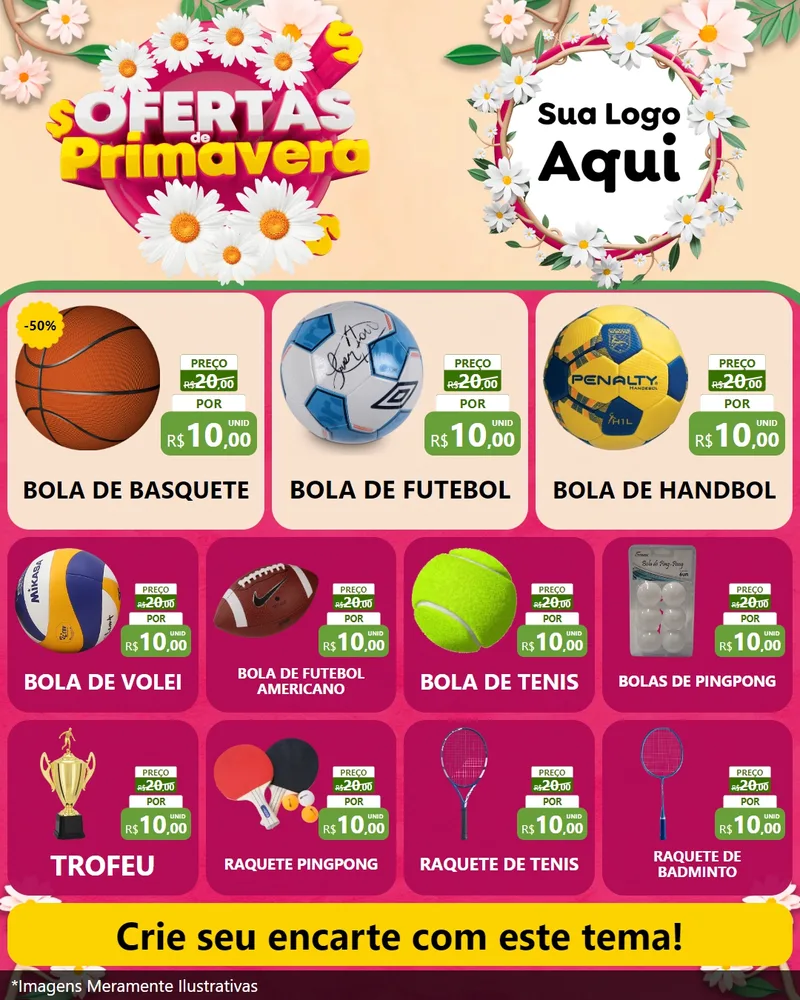 Modelo de Rede Social para Feed Instagram com o tema Ofertas de Primavera para Artigos Esportivos