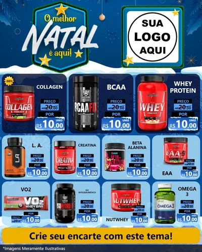 Modelo de Rede Social para Feed Instagram com o tema O Melhor Natal É Aqui! para Suplementos alimentares