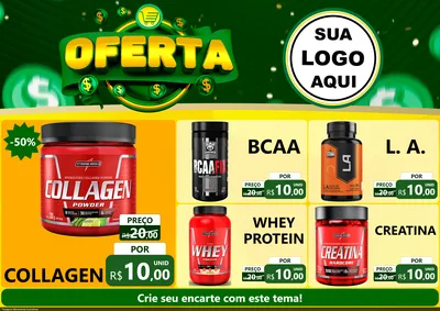 Modelo de Encarte para Encarte A4 Horizontal com o tema Oferta para Suplementos alimentares