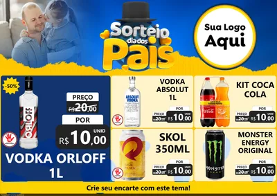 Modelo de Encarte para Encarte A4 Horizontal com o tema Sorteio Dia Dos Pais para Distribuidora de bebidas