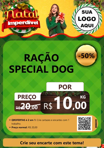 Modelo de Cartaz para Cartaz A4 Vertical com o tema Natal Imperdível para Pet Shop