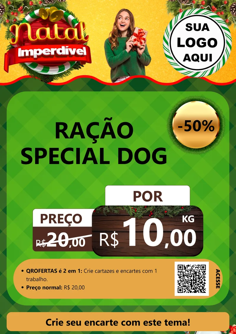 Modelo de Cartaz para Cartaz A4 Vertical com o tema Natal Imperdível para Pet Shop