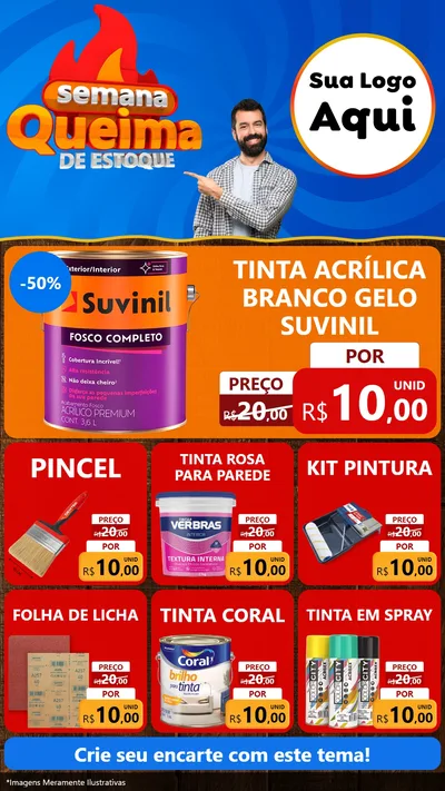 Modelo de Rede Social para Stories com o tema Semana Queima de Estoque para Tintas e Ferramentas