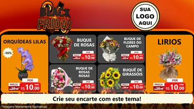 Modelo de TV para TV Horizontal com o tema Black Friday para Floricultura e jardim
