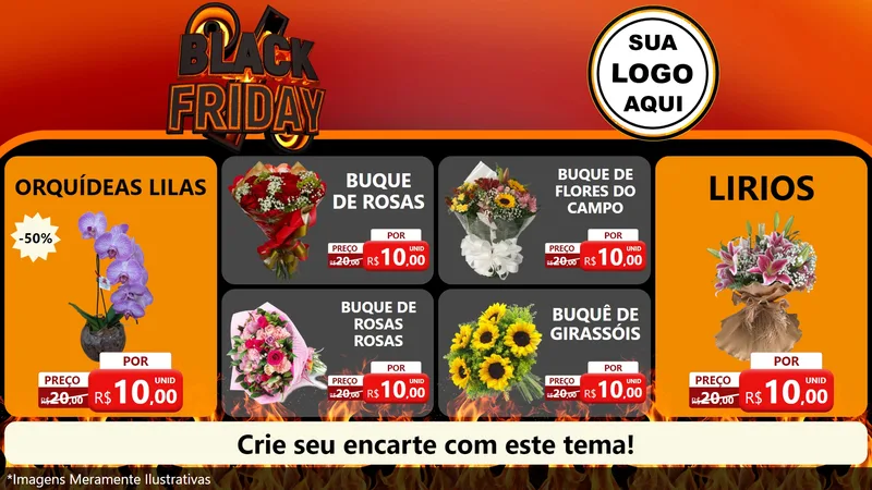 Modelo de TV para TV Horizontal com o tema Black Friday para Floricultura e jardim
