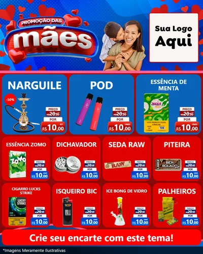Modelo de Rede Social para Feed Instagram com o tema Promoção das Mães para Tabacaria