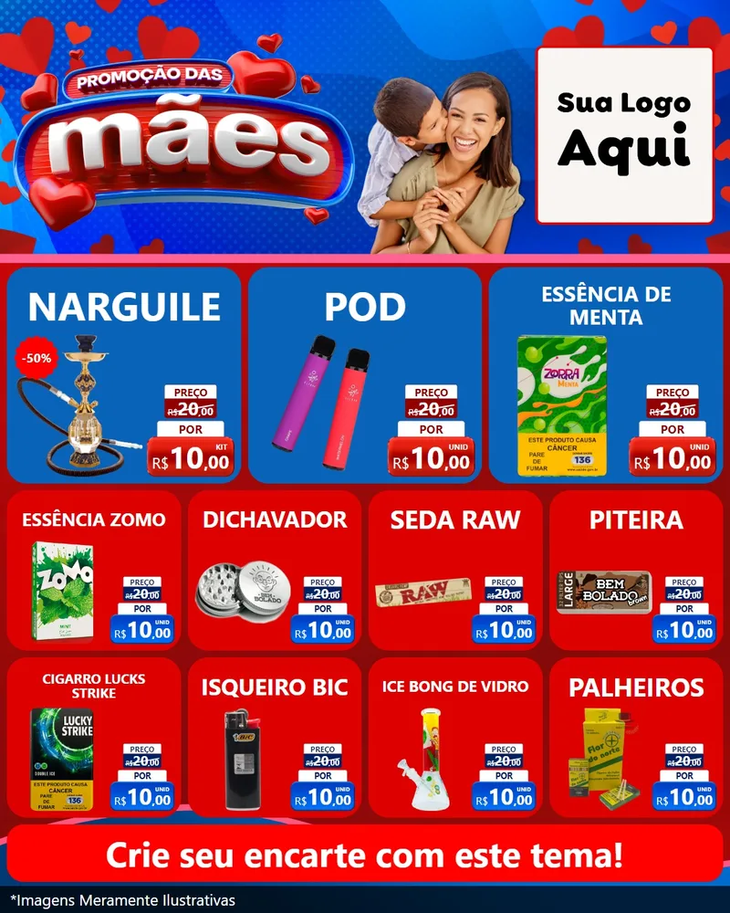 Modelo de Rede Social para Feed Instagram com o tema Promoção das Mães para Tabacaria