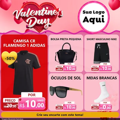 Modelo de Rede Social para Feed Facebook com o tema Valentine's Day para Roupas e acessórios