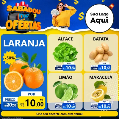 Modelo de Rede Social para Feed Facebook com o tema Sabadou de Ofertas para Hortifrúti