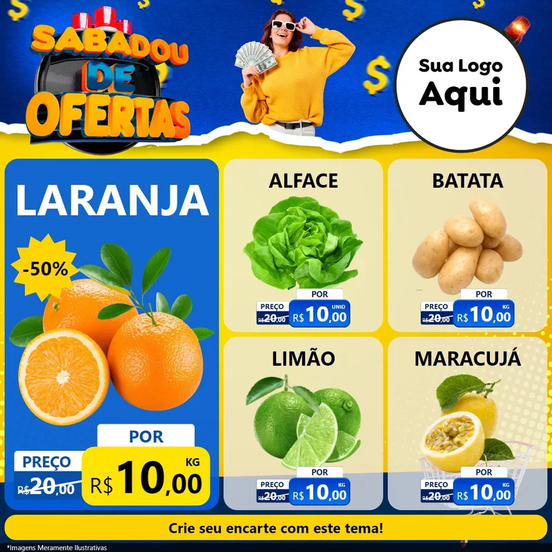 Modelo de Rede Social para Feed Facebook com o tema Sabadou de Ofertas para Hortifrúti