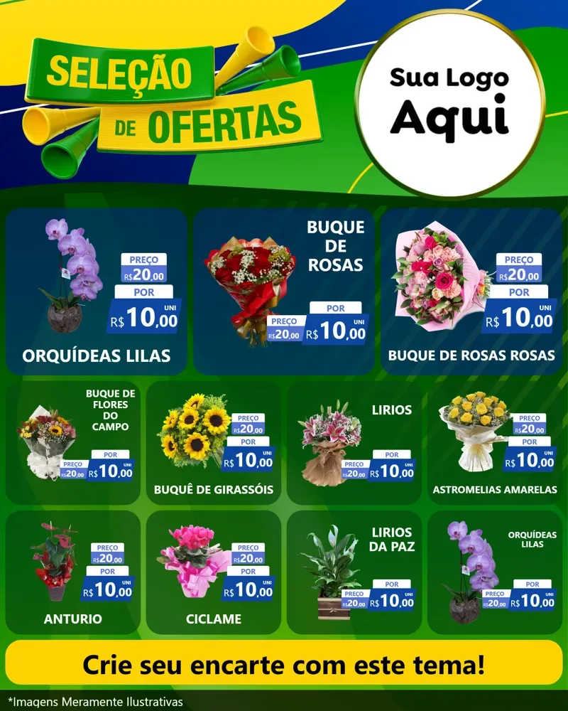 Modelo de Rede Social para Feed Instagram com o tema Seleção de Ofertas - Copa para Floricultura e jardim