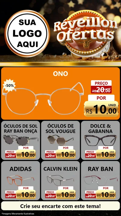 Modelo de Rede Social para Stories com o tema Réveillon de Ofertas para Óticas