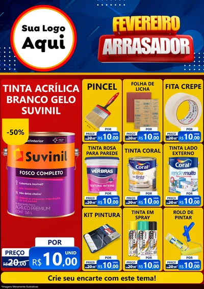 Modelo de Encarte para Encarte A4 Vertical com o tema Fevereiro Arrasador para Tintas e Ferramentas