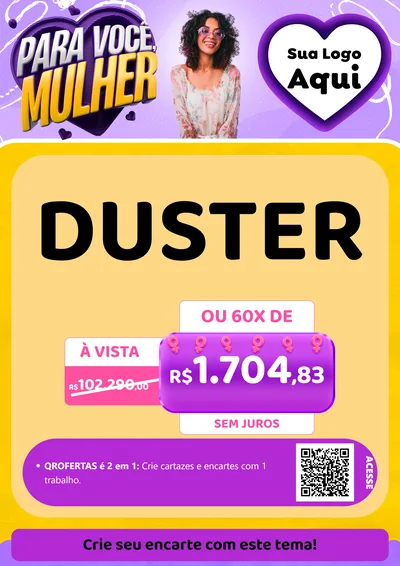 Modelo de Cartaz para Cartaz A4 Vertical com o tema Para Você, Mulher para Concessionaria de Carros