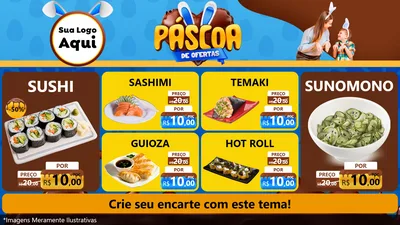 Modelo de TV para TV Horizontal com o tema Páscoa de Ofertas para Comida japonesa