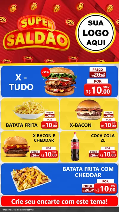 Modelo de TV para TV Vertical com o tema Super Saldão para Hamburgueria