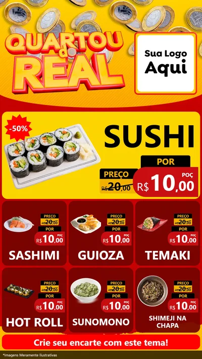 Modelo de Rede Social para Stories com o tema Quartou do Real para Comida japonesa